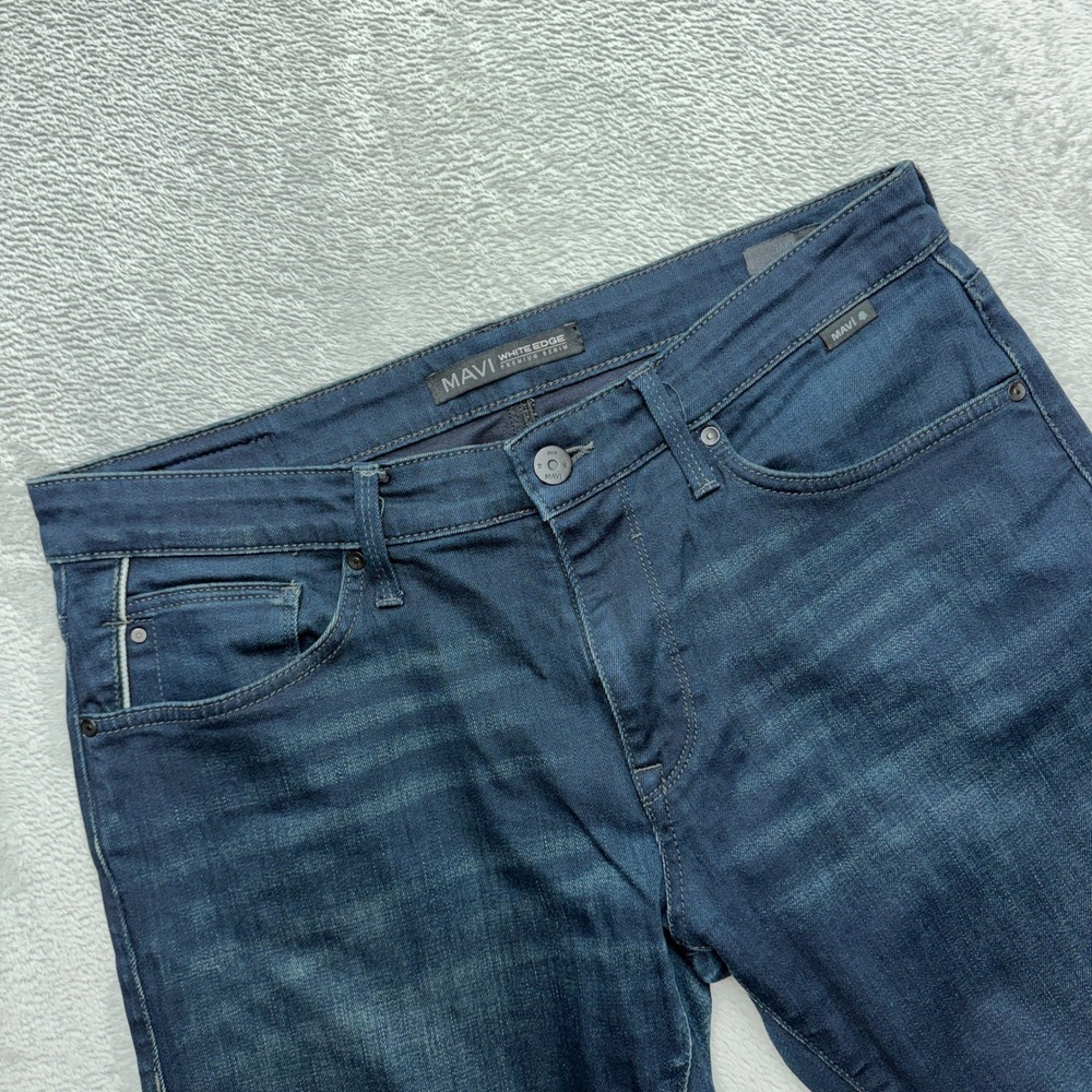Mavi Jeans Mens 34 Blue White Edge Premium Denim Jake Slim Leg Indigo
